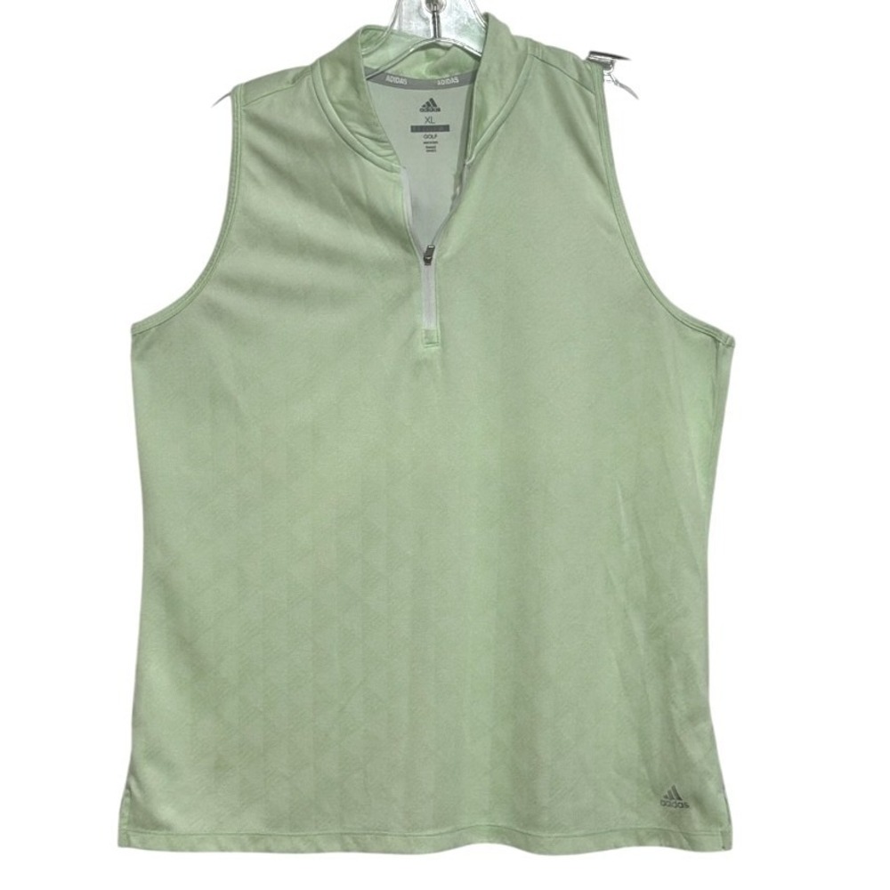 Adidas Golf Polo Women Mint Green Quarter Zip Racerback Sleeveless Activewear XL